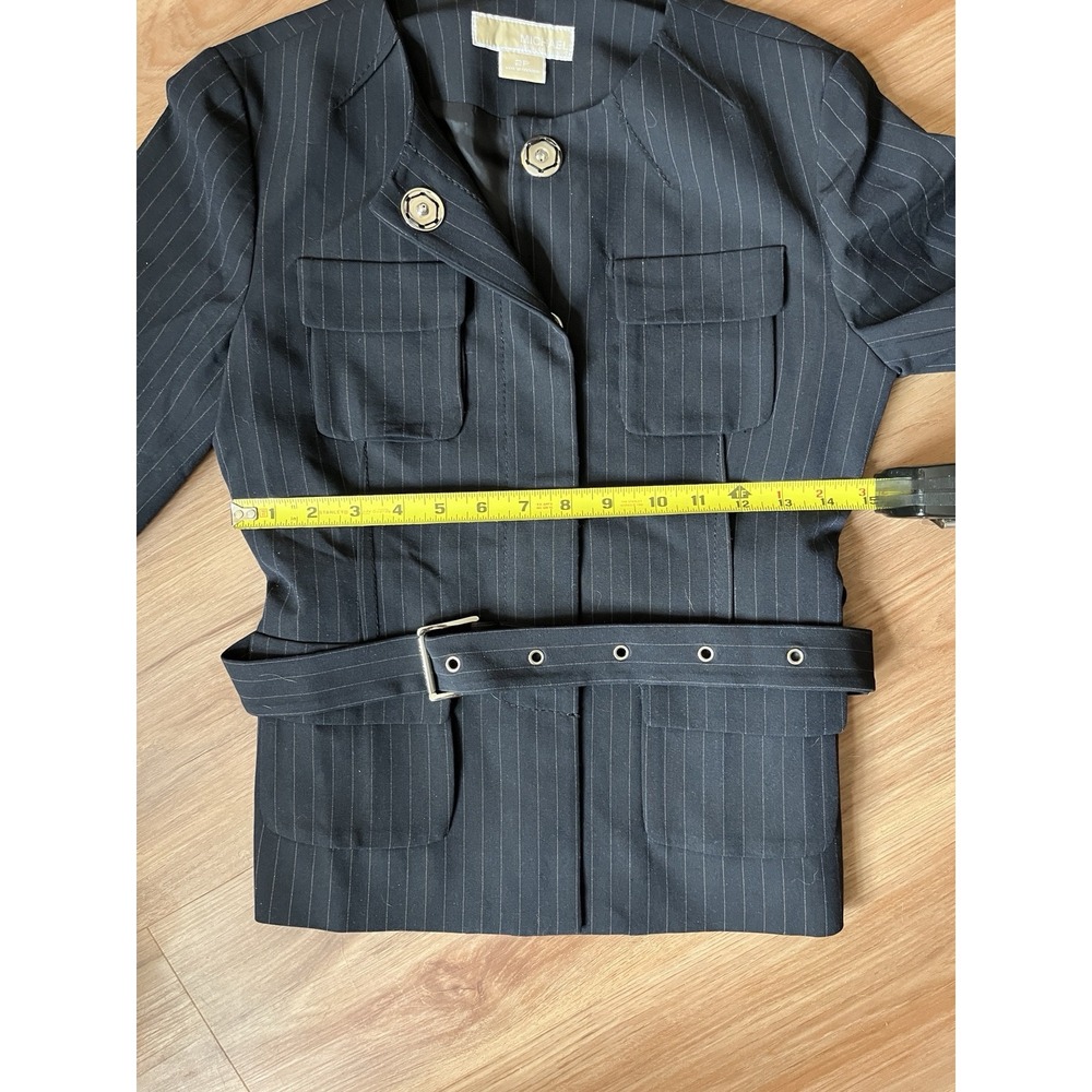 NEW Michael Kors Dark‎ Navy Blue Blazer Jacket Belted women SZ 2P - Picture 7 of 7